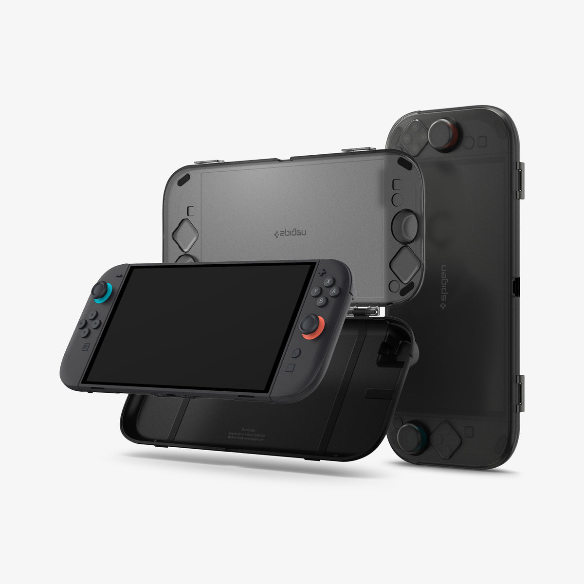 ACS10487 - Nintendo Switch 2 Thin Fit 360 in Black showing the device hovering in front of the case and another device with the case