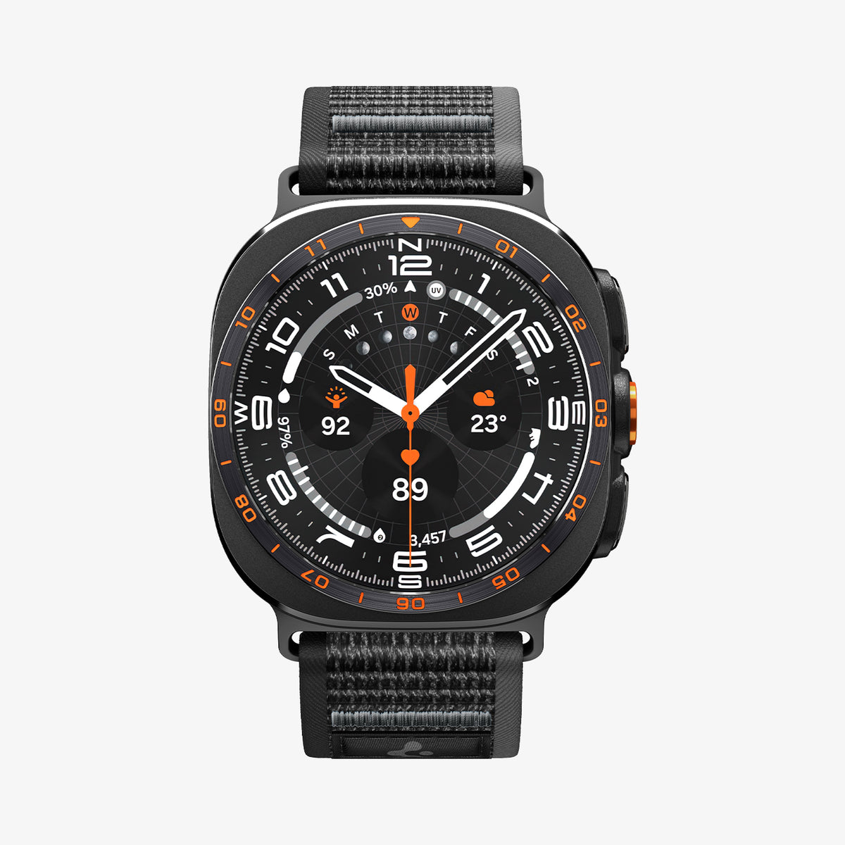AMP11614 - Galaxy Watch Ultra Series - Athlex Air showing the Galaxy Watch Ultra with the Athlex Air band in Black, front view on white background.