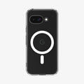 ACS09043 - Pixel 9a Case Ultra Hybrid Metal Ring (MagFit) in Clear White showing the back