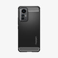 ACS04556 - Xiaomi 12 Lite Rugged Armor Case in Matte Black showing the back