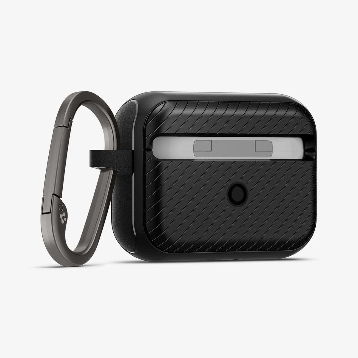 ACS03645 - Airpods Pro Mag Armor in black showing the back with carabiner