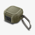 ACS05912 - Galaxy Buds 2 Pro / 2 / Pro / Live Case Lock Fit in vintage khaki showing the top, front and side with carabiner