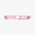 ACS03525 - iPhone 13 Case Ultra Hybrid in rose crystal showing the bottom with precise cutouts