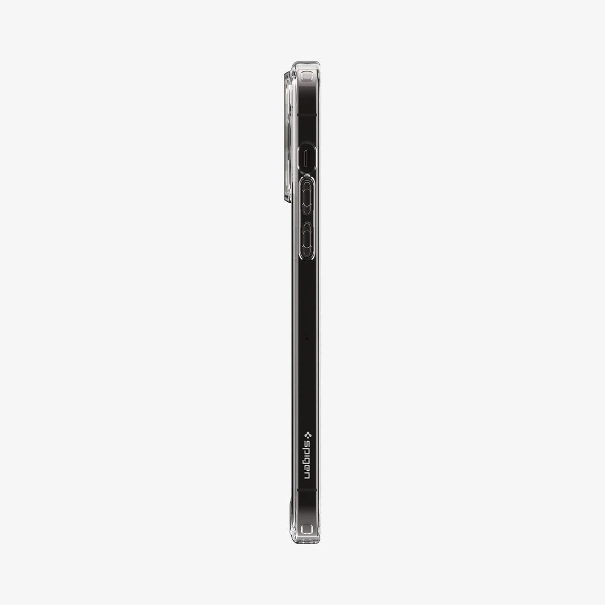 ACS04827 - iPhone 14 Pro Max Case Ultra Hybrid (MagFit) in carbon fiber showing the side with volume controls
