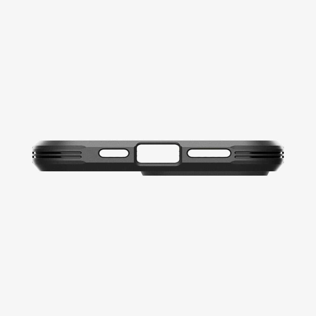 ACS04985 - iPhone 14 Pro Case Tough Armor (MagFit) in black showing the bottom with precise cutouts