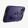 ACS05579 - iPhone 14 Pro Case Tough Armor (MagFit) in deep purple showing the device propped up horizontally by built in kickstand