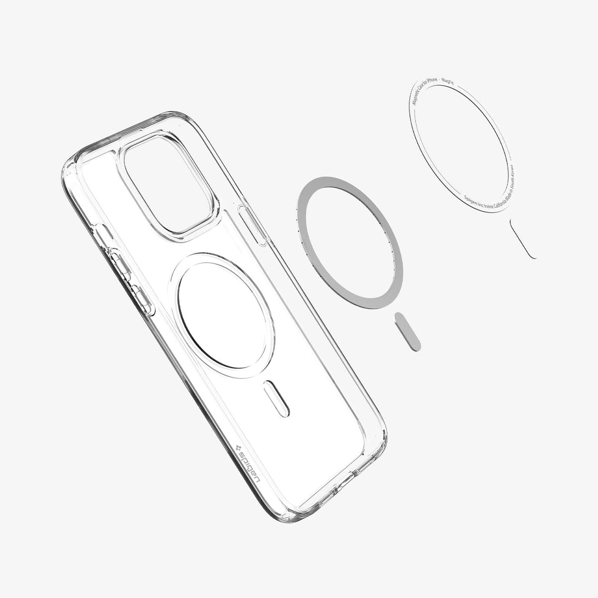 ACS05583 - iPhone 14 Pro Max Case Ultra Hybrid (MagFit) in frost clear showing the inside magnetic ring layers