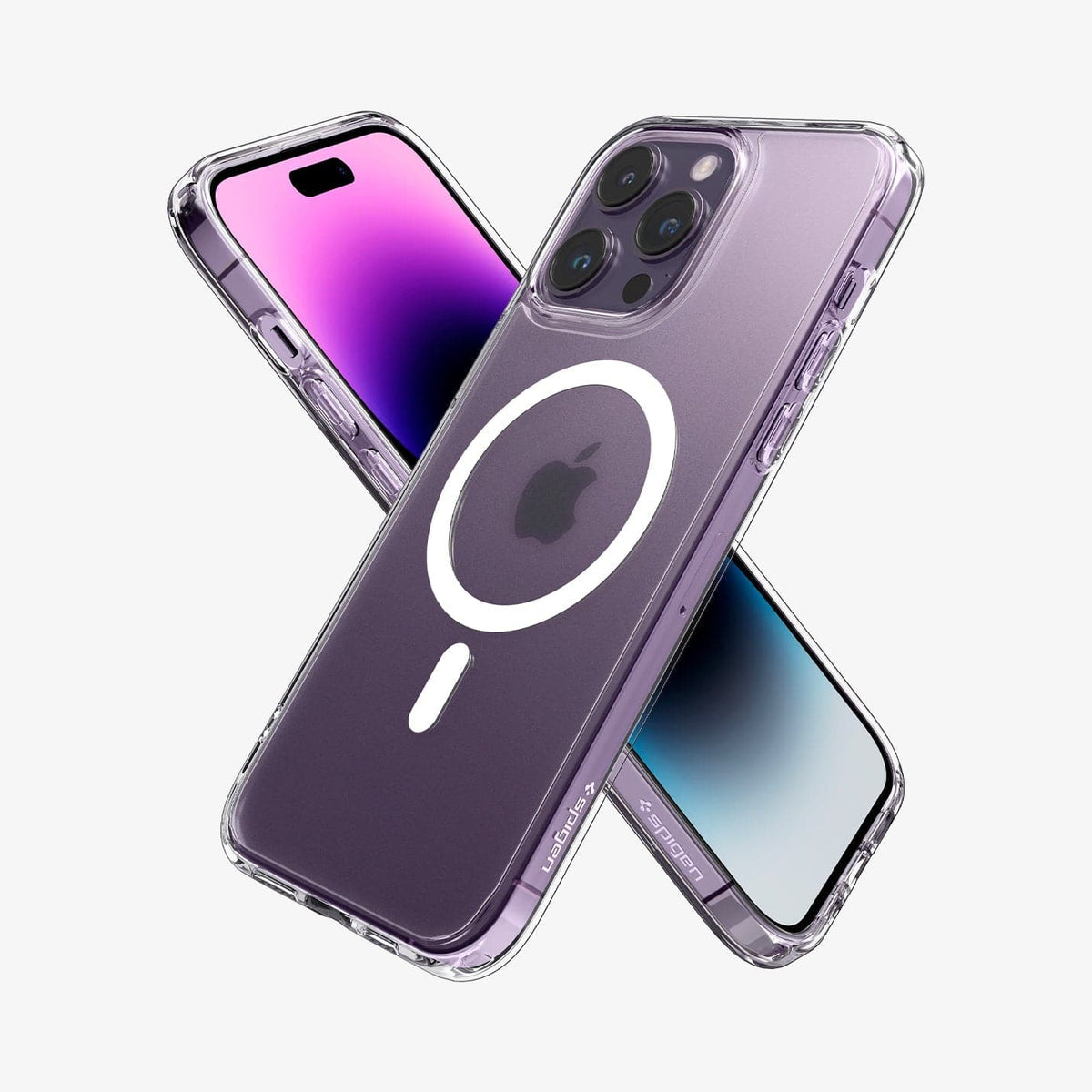 ACS05583 - iPhone 14 Pro Max Case Ultra Hybrid (MagFit) in frost clear showing the back, front and sides