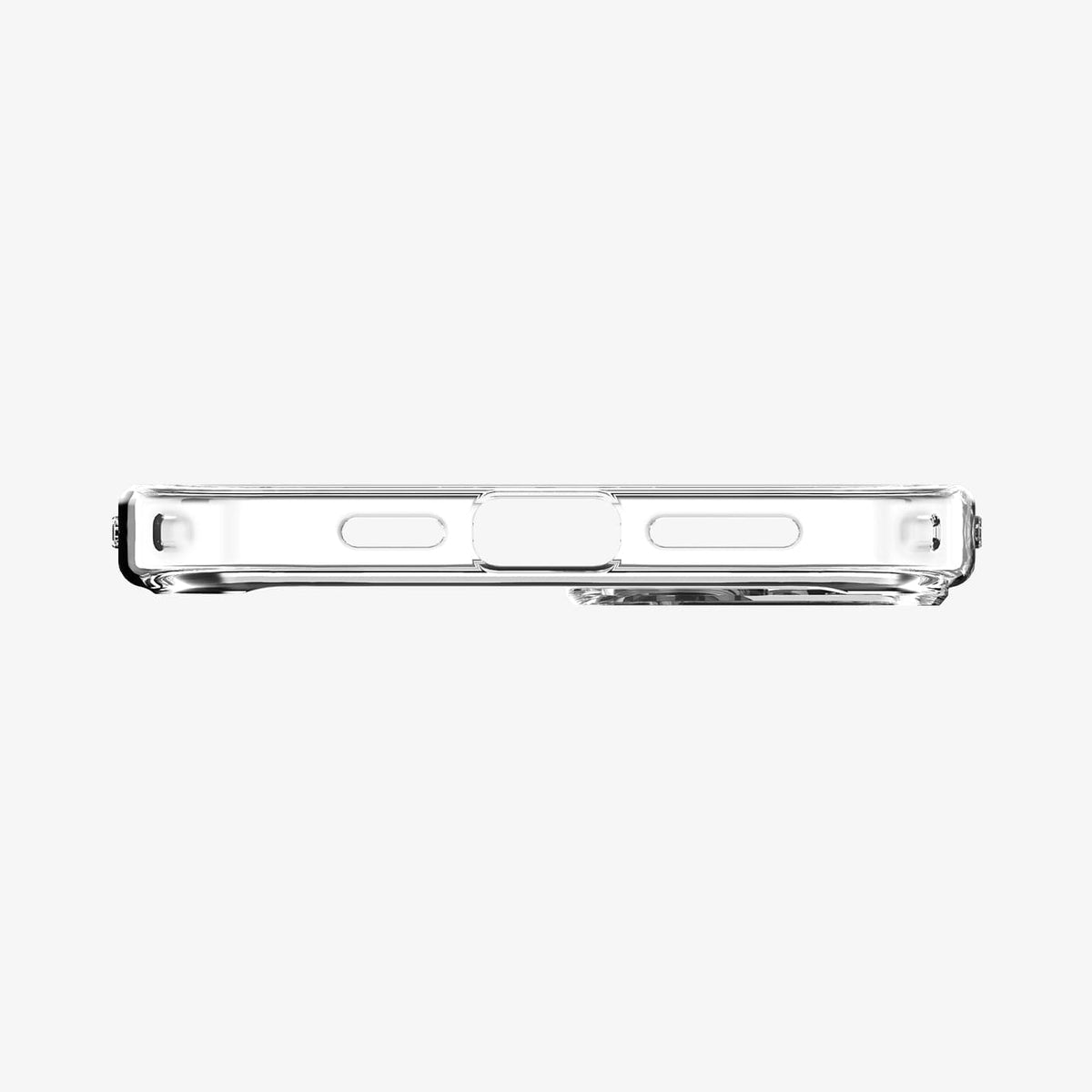 ACS04902 - iPhone 14 Plus Case Ultra Hybrid (MagFit) in white showing the bottom with precise cutouts