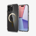 ACS06579 - iPhone 15 Pro Max Case Ultra Hybrid (MagFit) in gold showing the back and front